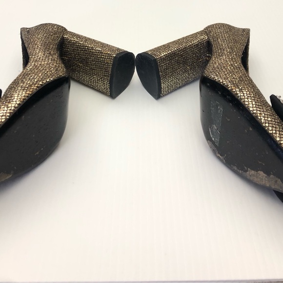 STRATEGIST GOLD HEELS WITH EMBELLISHED BUCKLES - Picture 9 of 12